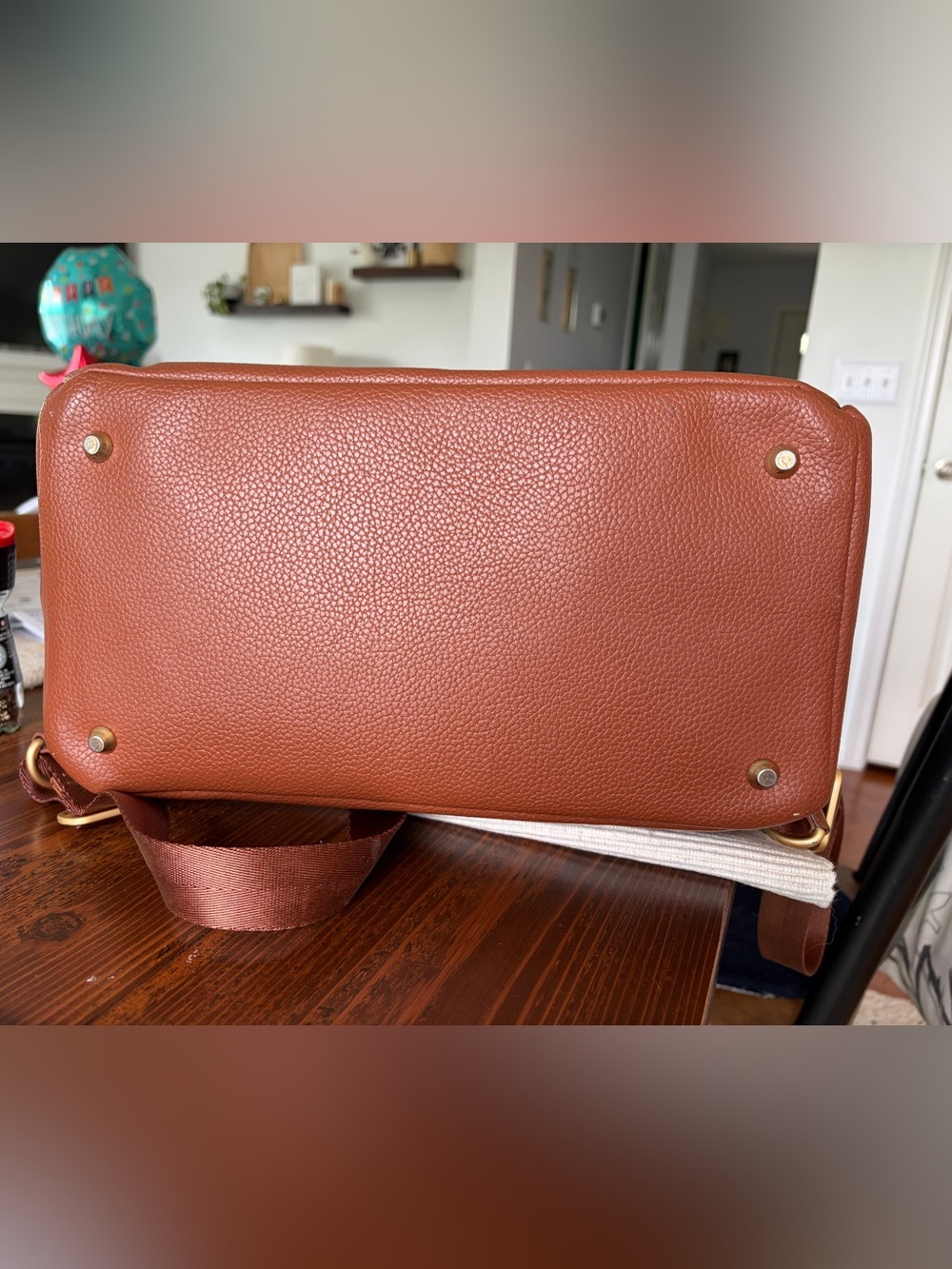 Freshly Picked Classic Diaper Bag II Cognac Vegan Leather 13x15in - Picture 10 of 11